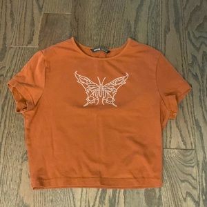 Shein - Butterfly crop t-shirt - Size medium
